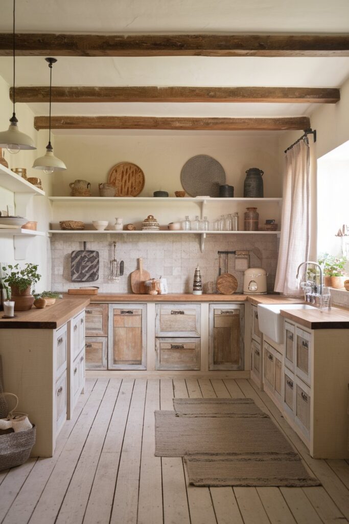 Rustic Scandinavian Kitchen with Natural Textures