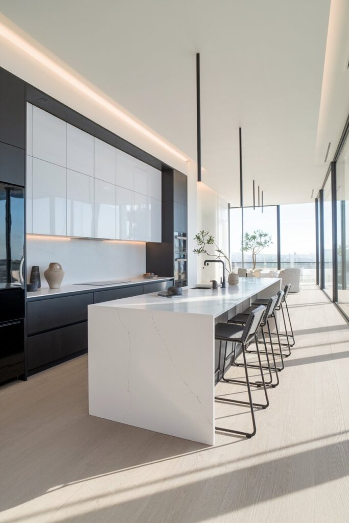 Modern Black and White Minimalist Kitchen