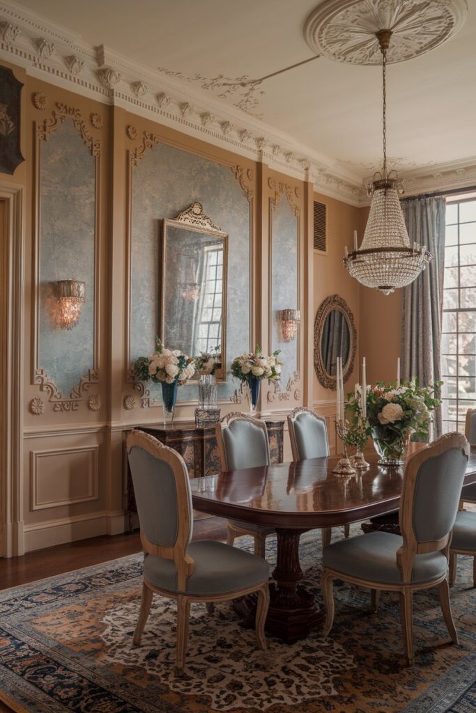 Victorian Dining Room With Wainscoting and Wall Panels
