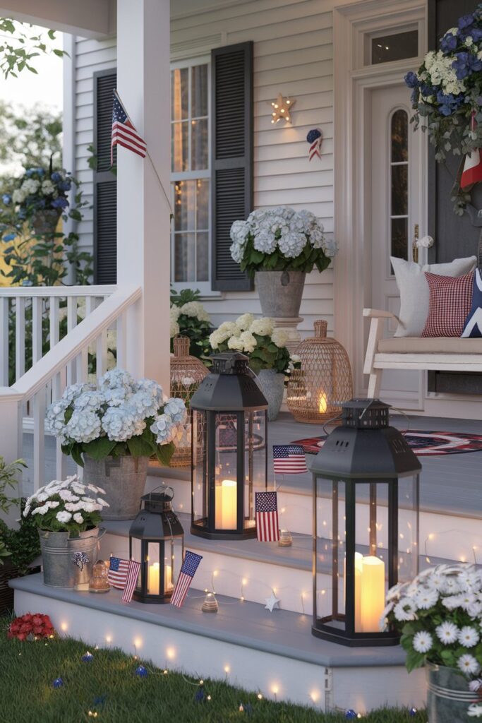 Patriotic Lanterns and Candle Displays