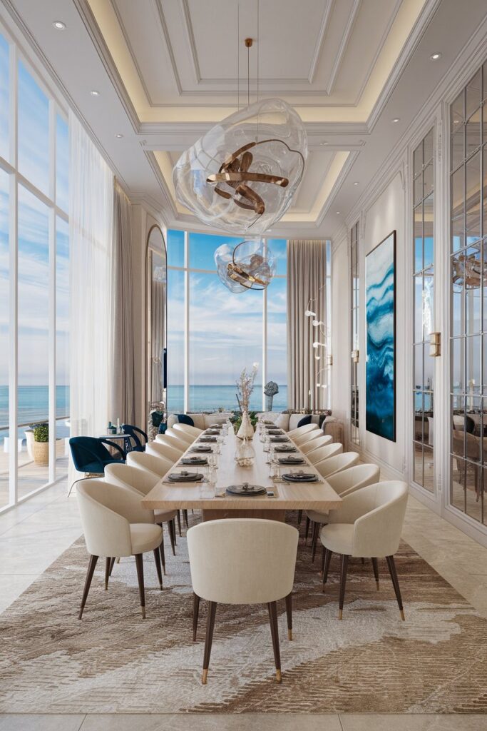 Luxury Coastal Dining Room With Ocean-Inspired Details