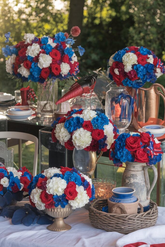 Red, White, and Blue Flower Arrangement Ideas