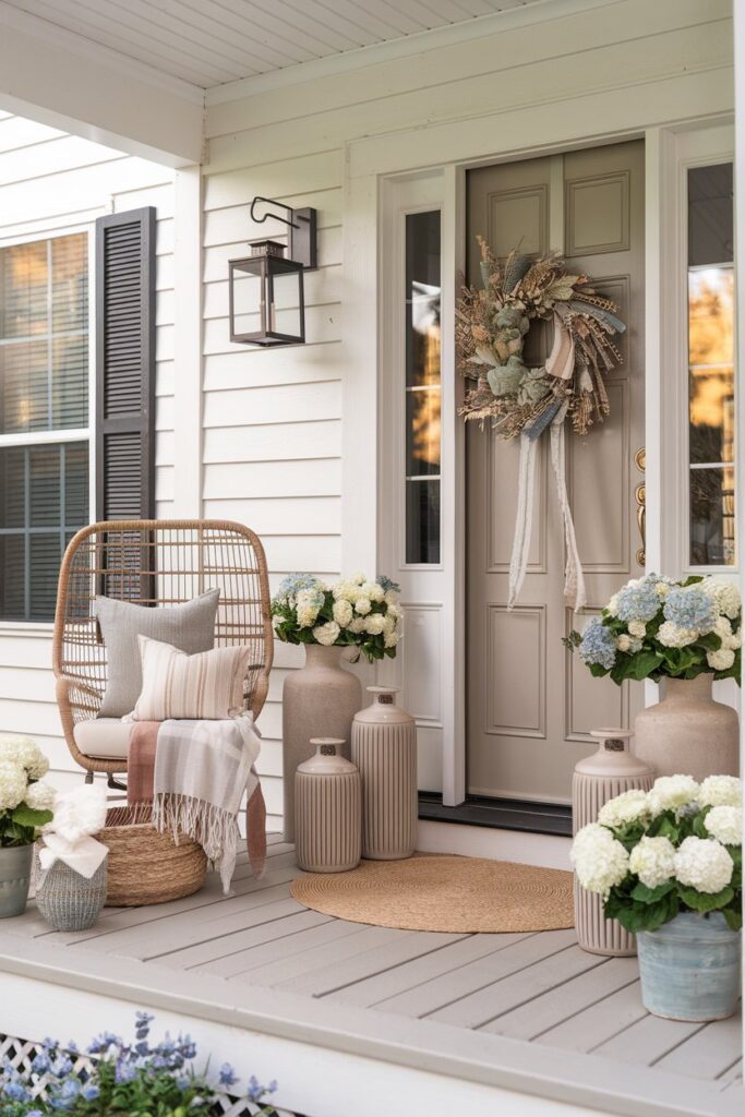 Neutral Patriotic Porch Decor With Soft Tones