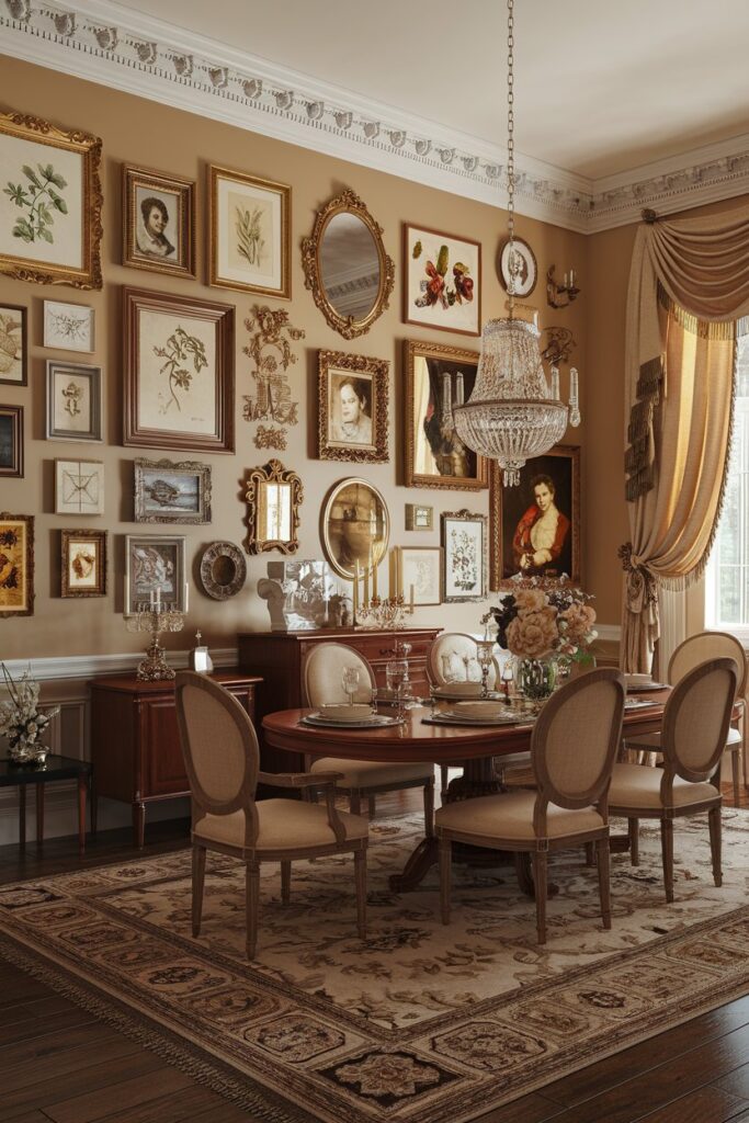 Victorian Dining Room With Gallery Wall Artwork