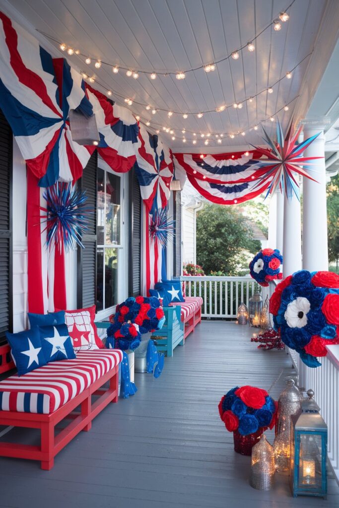 Bold and Bright Firework-Inspired Porch Setup