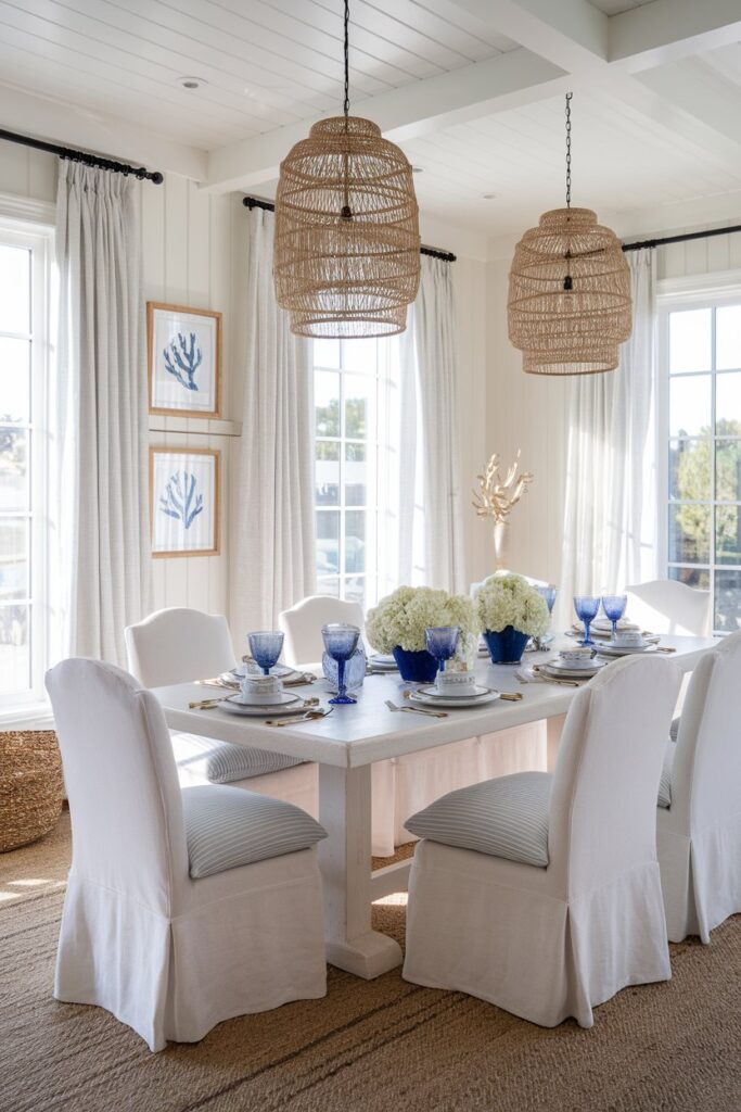 Blue and White Classic Hamptons Dining Room