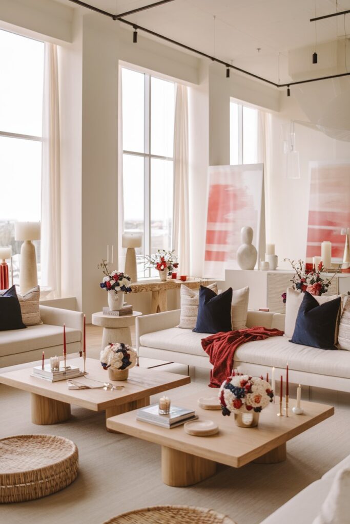 Modern Minimalist Patriotic Living Room Setup