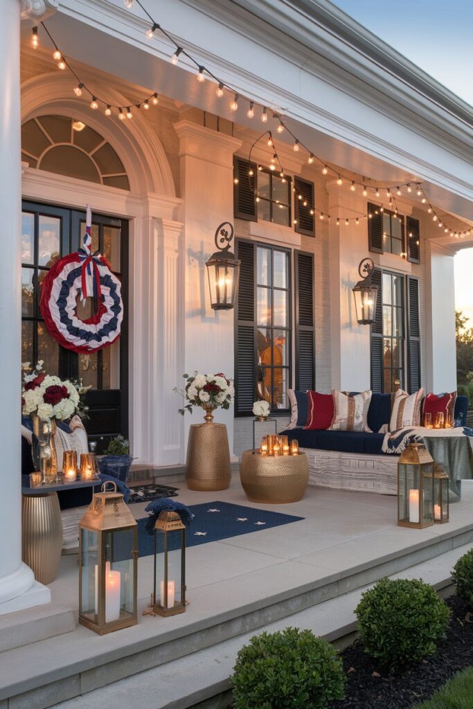 Elegant Patriotic Porch With Gold Accents