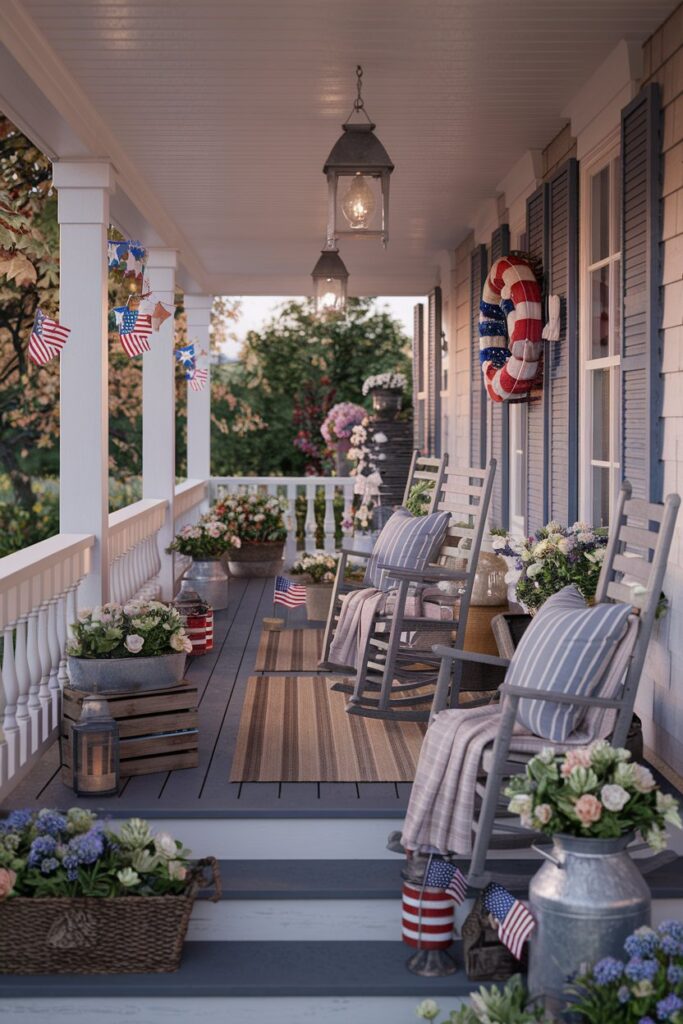 Americana-Themed Front Porch Welcome Display