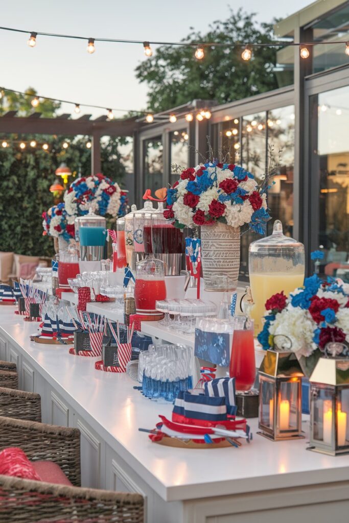 Festive Beverage Bar with Patriotic Accents