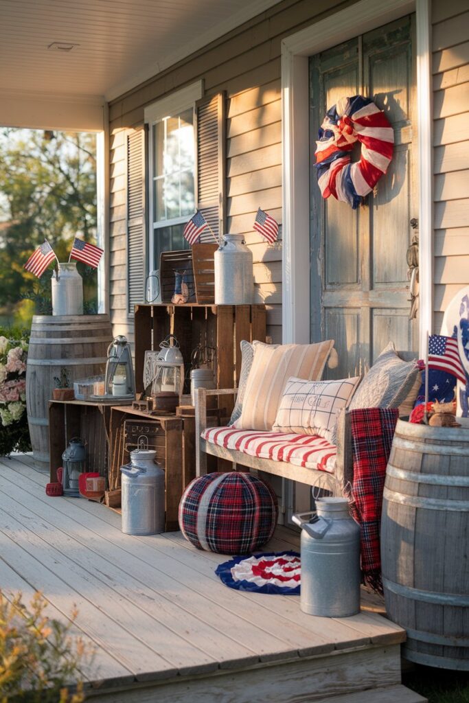 Rustic Farmhouse 4th of July Porch Decor
