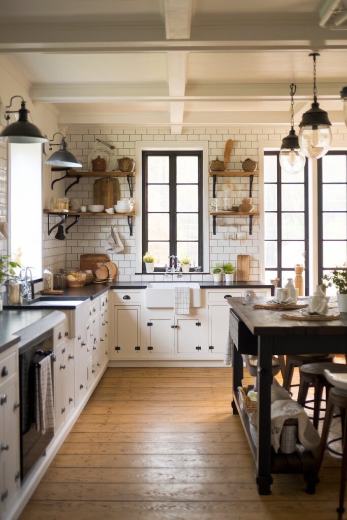 Farmhouse Black and White Kitchen Design
