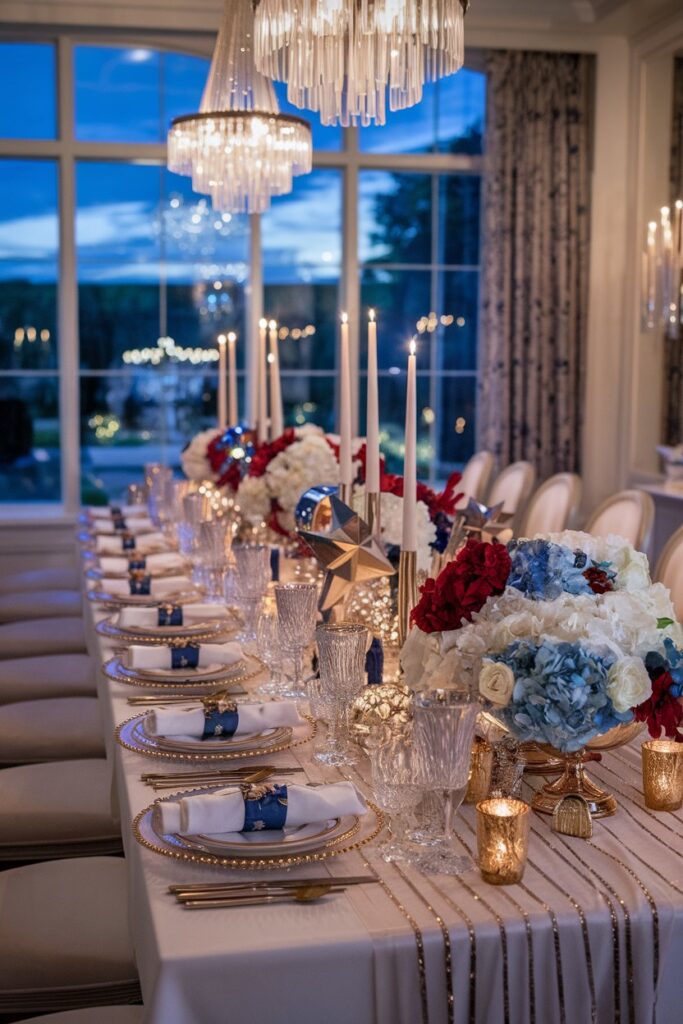 Glam 4th of July Tablescape With Metallic Accents