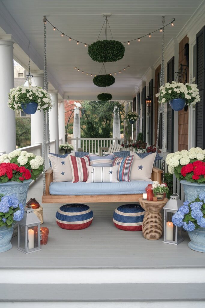 Patriotic Porch Swing Styling Ideas