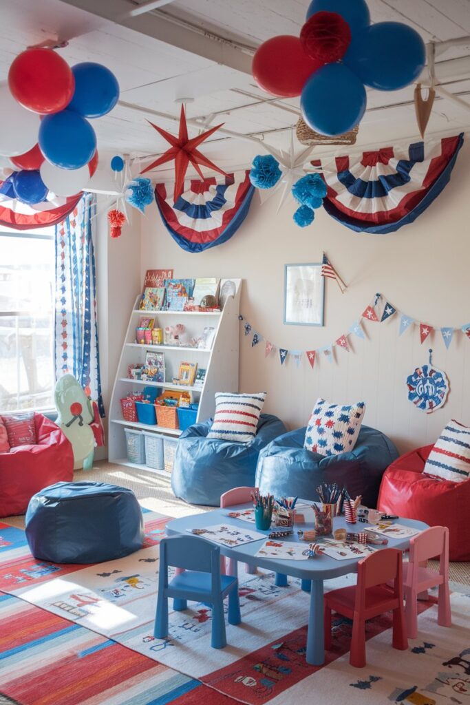 Kid-Friendly Patriotic Playroom Decor