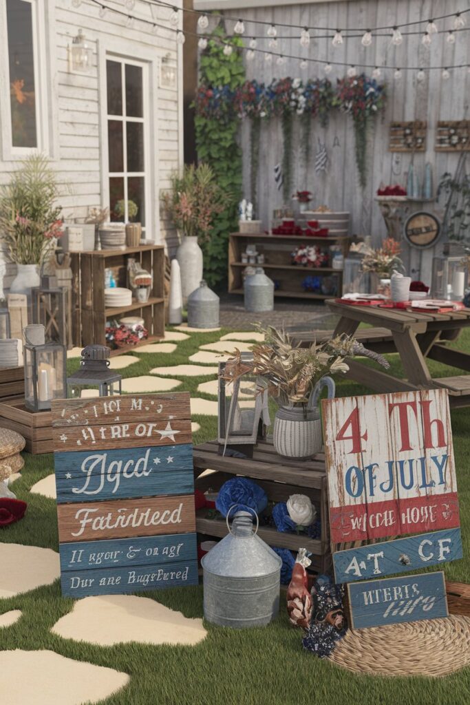Rustic Wooden Sign Decor for 4th of July Parties