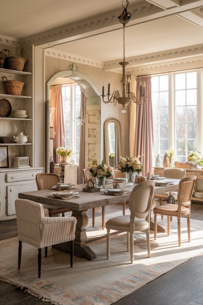 Rustic Victorian Dining Room With Vintage Farmhouse Influence