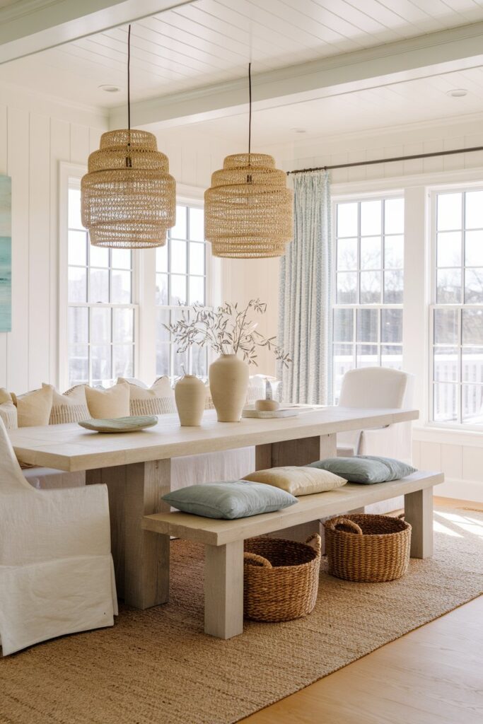Family-Friendly Coastal Dining Room With Casual Seating