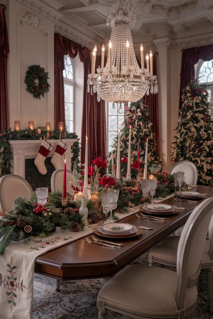 Victorian Christmas Dining Room Table Setting