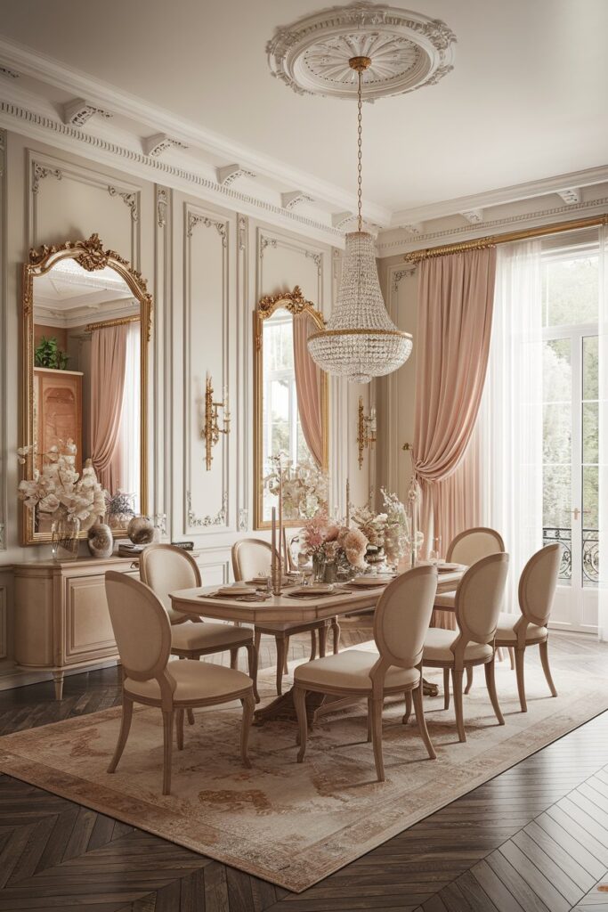 Parisian-Inspired Victorian Dining Room Elegance