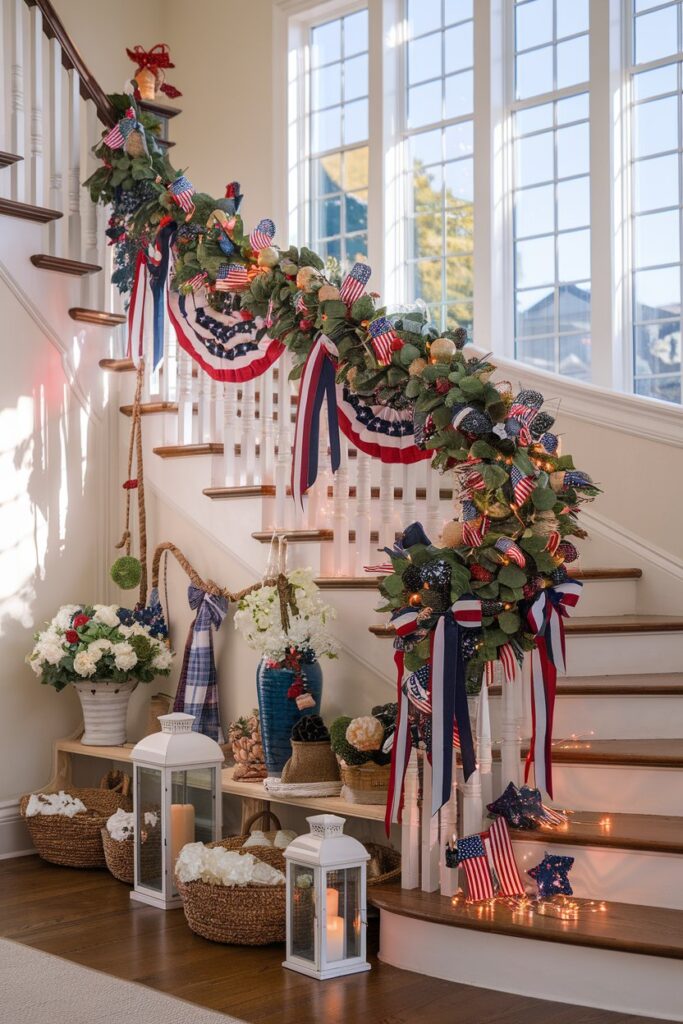 Star-Spangled Staircase Garland Ideas