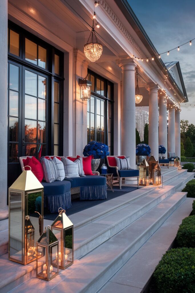 Glamorous Red, White & Blue Porch Styling