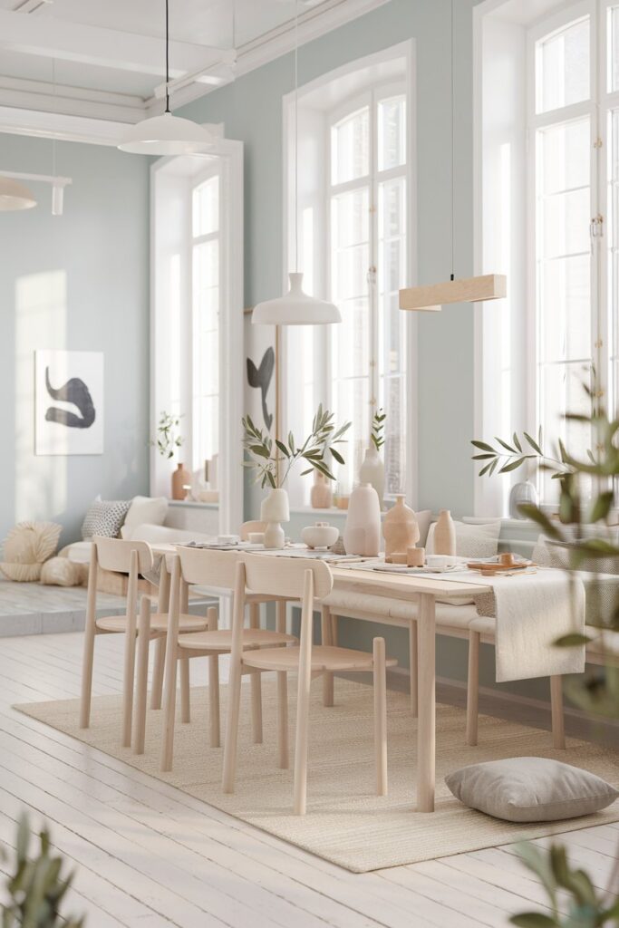 Light Blue Scandinavian Dining Space