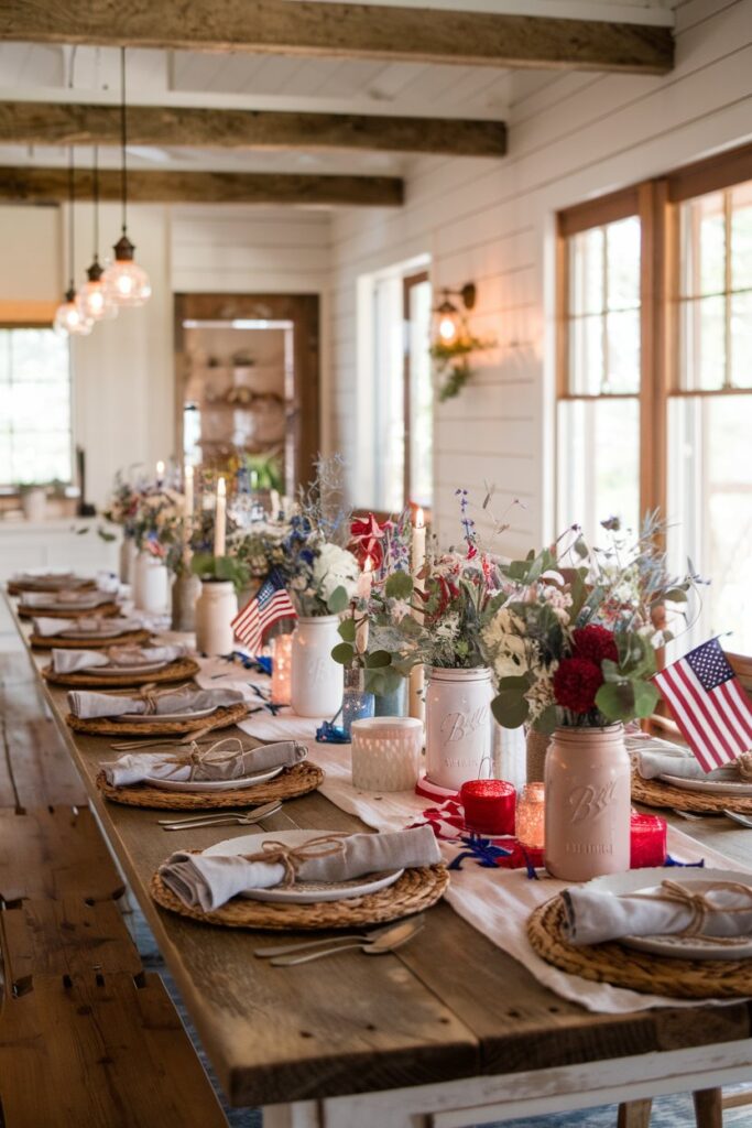 Rustic Farmhouse 4th of July Table Decor