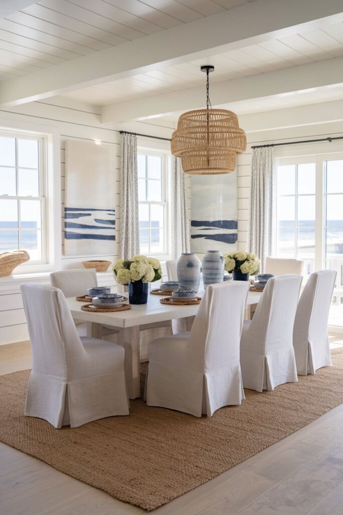 Timeless Coastal Dining Room With Classic Beach House Style