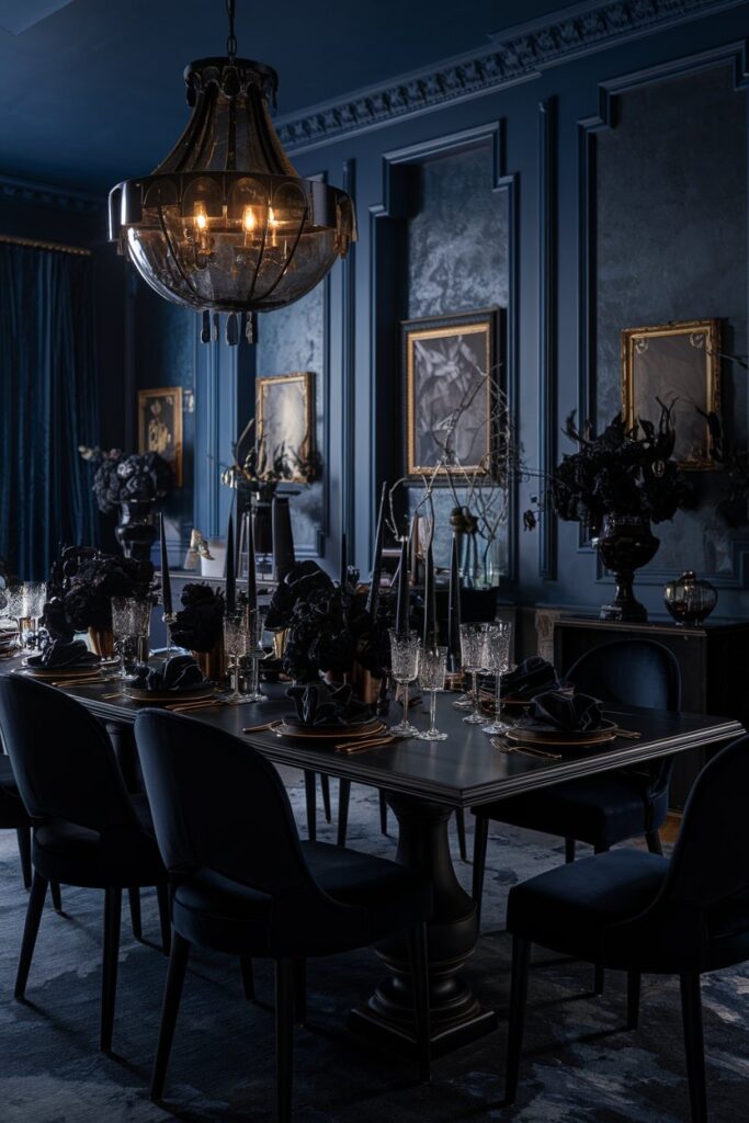 Moody Midnight Blue Dining Room Design