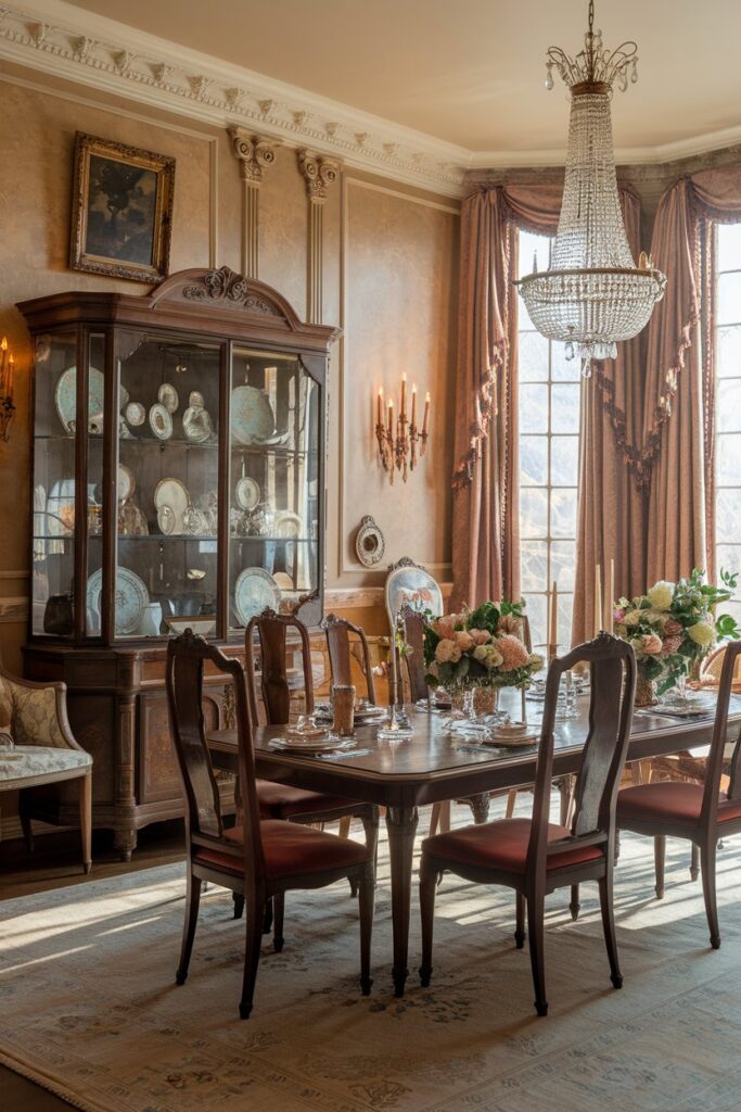 Vintage Victorian Dining Room With Antique Furniture