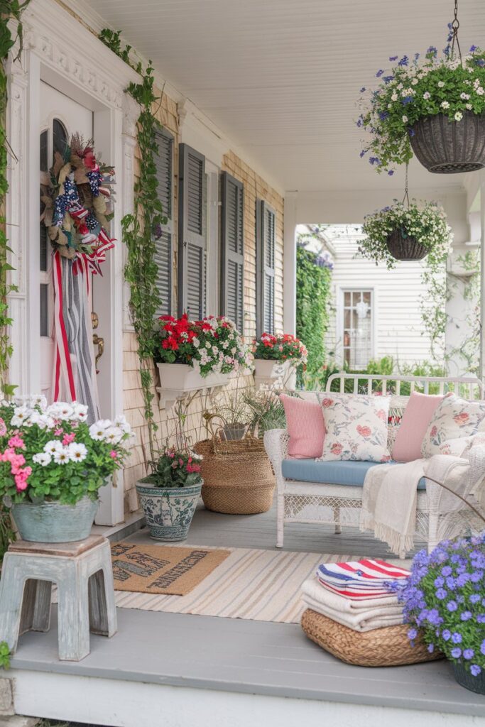 Cozy Cottage-Style Patriotic Porch