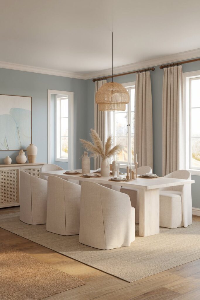 Blue and Beige Neutral Dining Room Palette