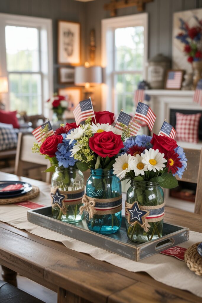 Classic Mason Jar Flag Centerpiece