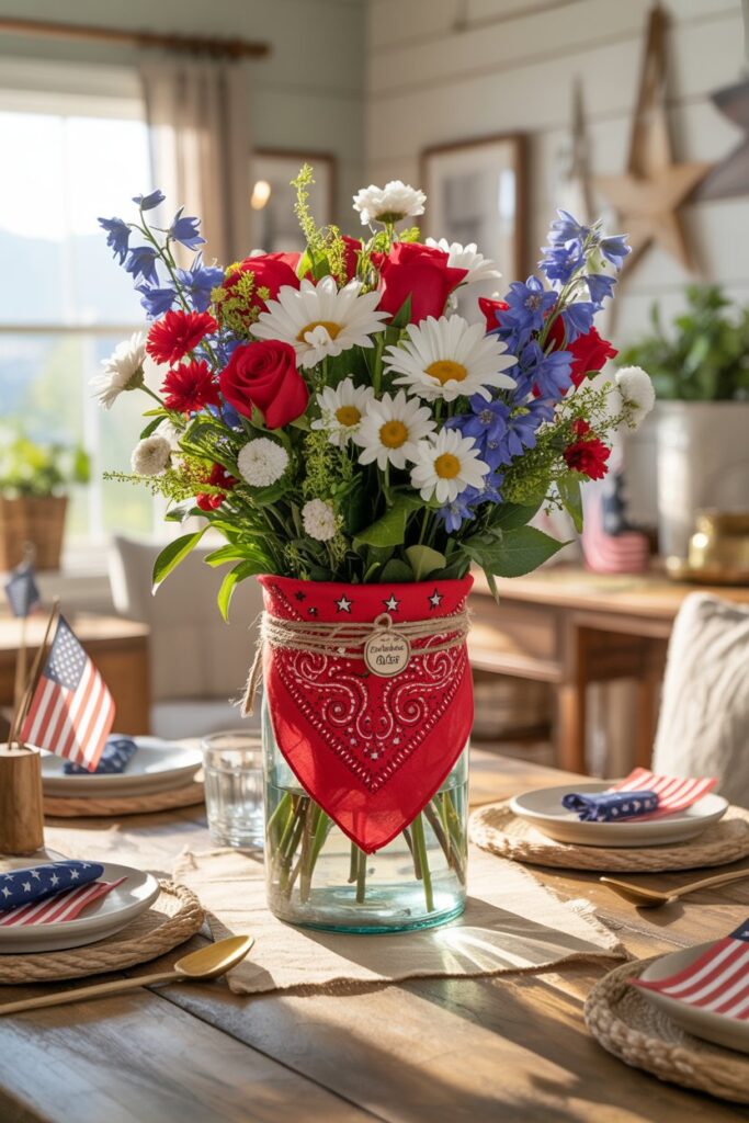 Bandana-Wrapped Vase Centerpiece