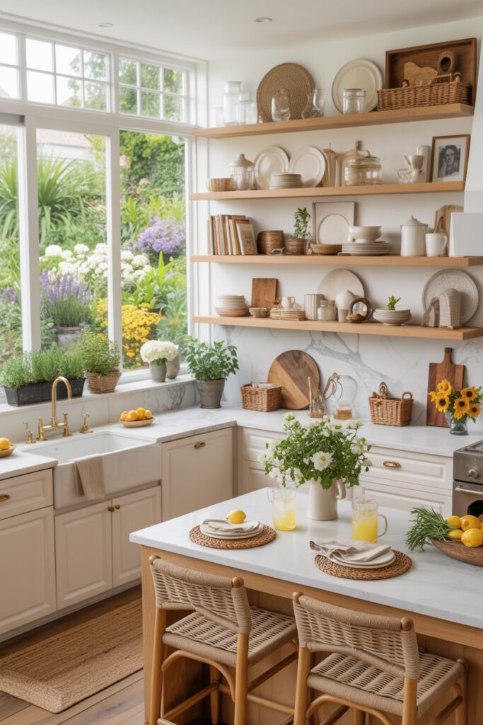 Summer Kitchen with Open Shelving