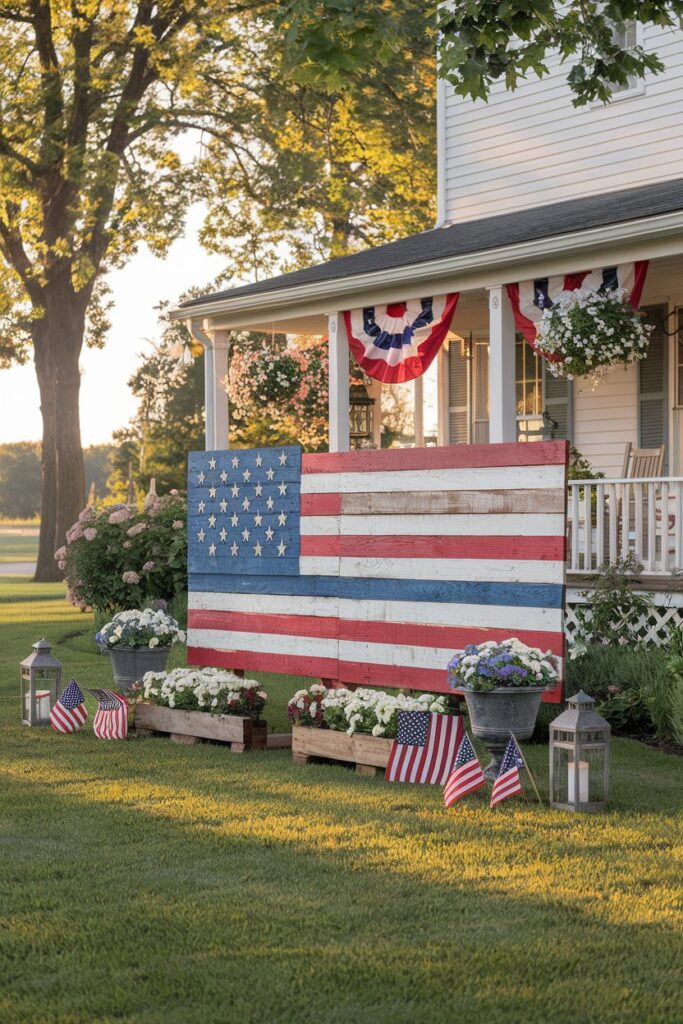 DIY Pallet Flag Lawn Art