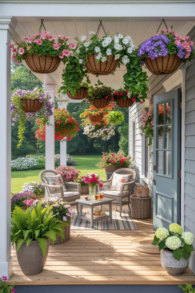 Hanging Flower Basket Porch Decor