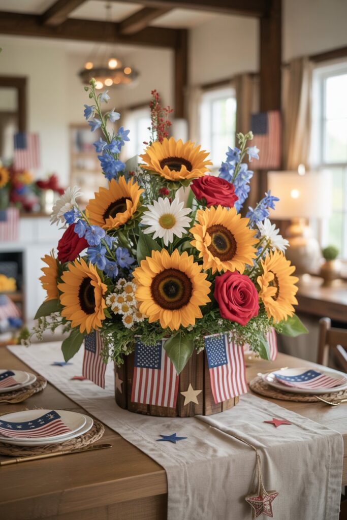 Patriotic Sunflower Centerpiece
