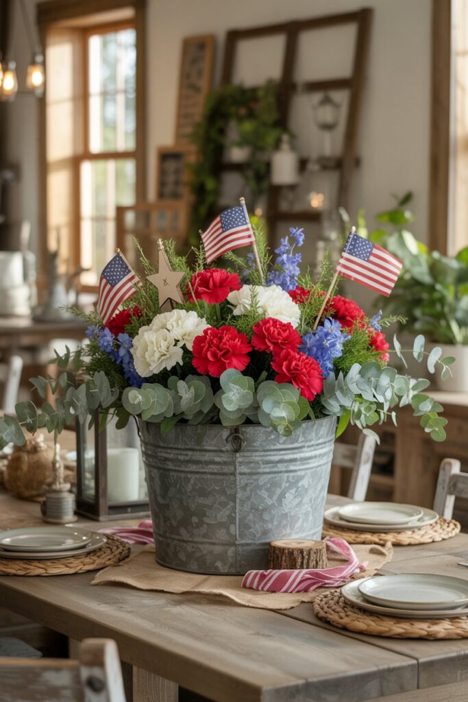 Galvanized Bucket Centerpiece