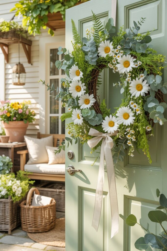 Daisy and Greenery Summer Wreath
