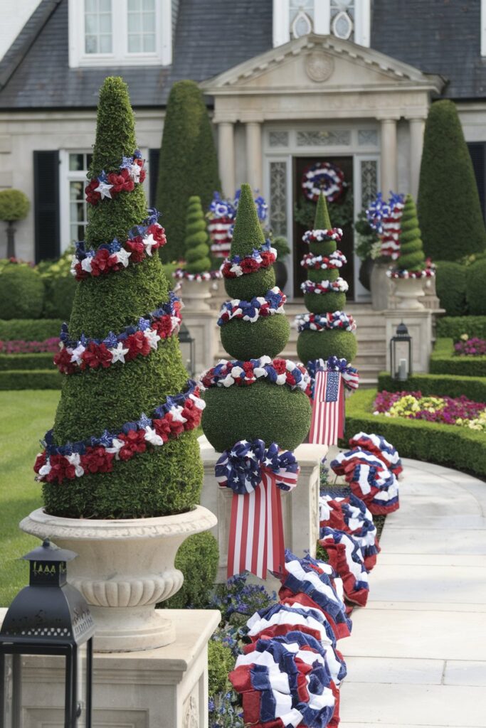 Red, White, and Blue Topiary Decorations