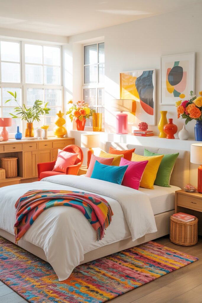 Colorful Summer Bedroom Accents