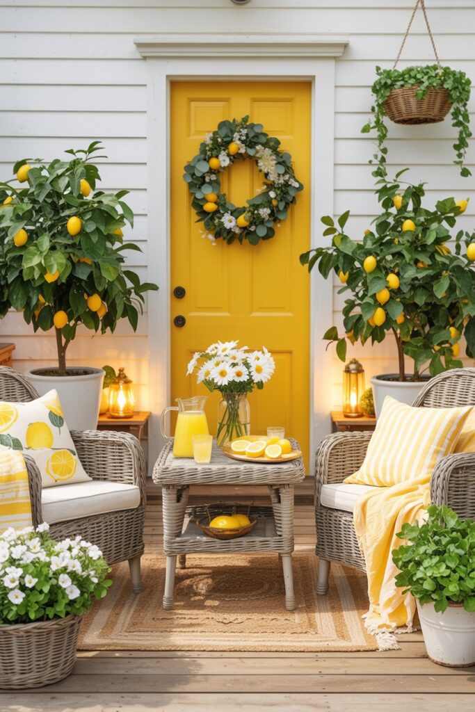 Lemon-Themed Summer Porch Decor
