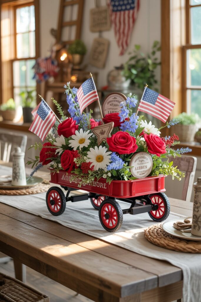 Mini Red Wagon Centerpiece