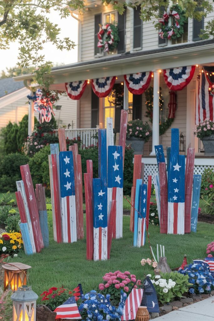 Large Wooden Firework Yard Decorations