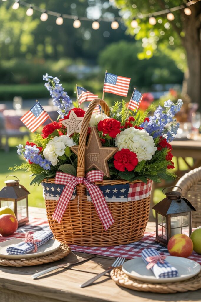 Patriotic Picnic Basket Centerpiece