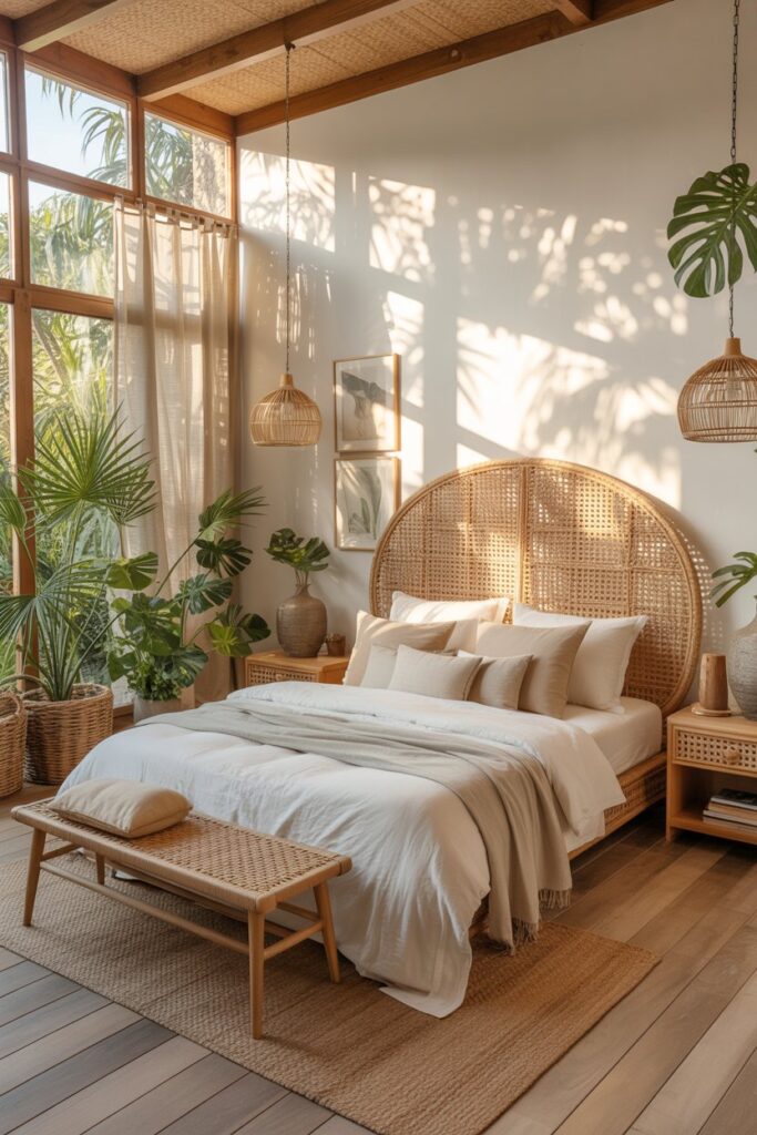 Summer Bedroom with Rattan Furniture