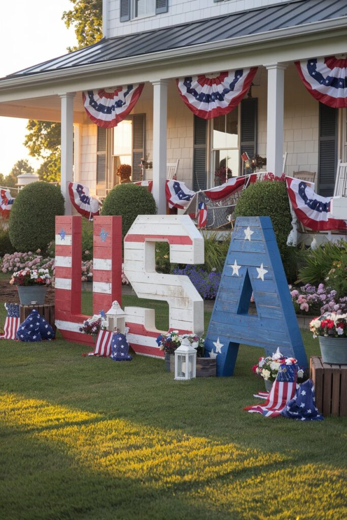 Oversized Wooden USA Letters