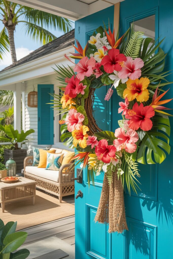 Tropical Hibiscus Flower Wreath
